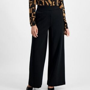 I.N.C Deep Black Wide Leg High Rise Satin Pants NWT Size Medium